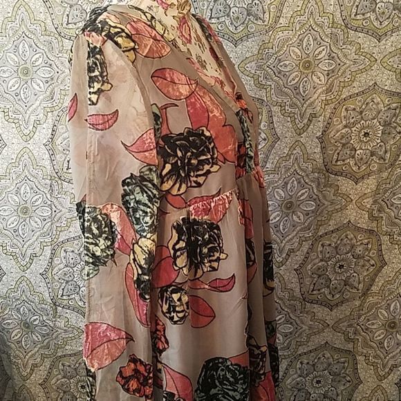 En Creme Velvet Flower cut‎ sleeves Dress NWT SzL - Picture 2 of 8